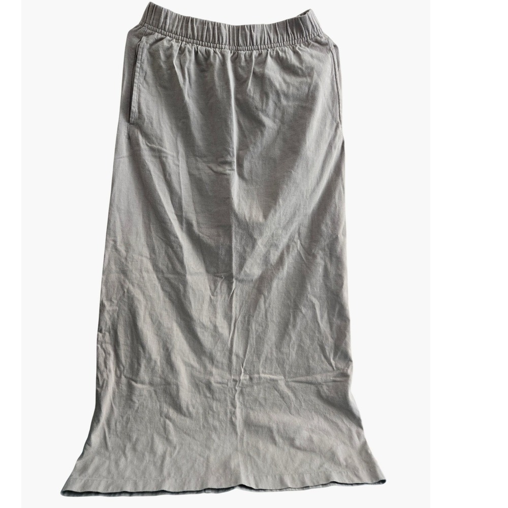 ESSENTIALS Fear of God Grey Cotton Midi Skirt Elastic Waist Pockets XS